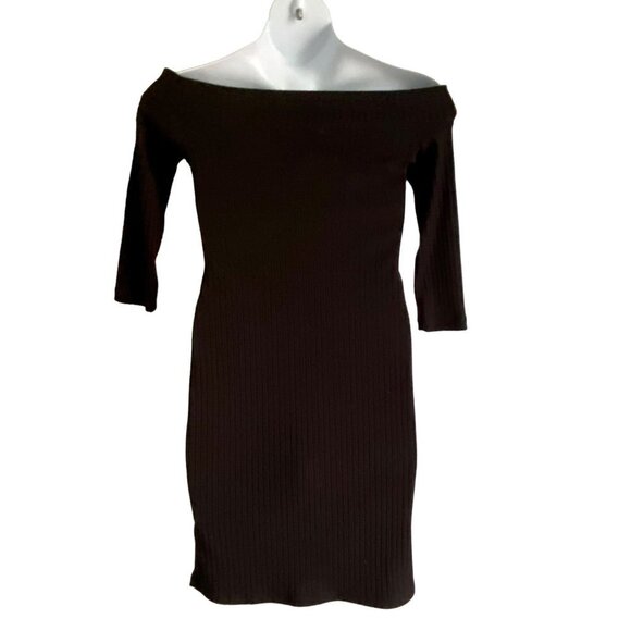 Hot Kiss Black Off shoulder Knit Dress Large - Picture 4 of 9